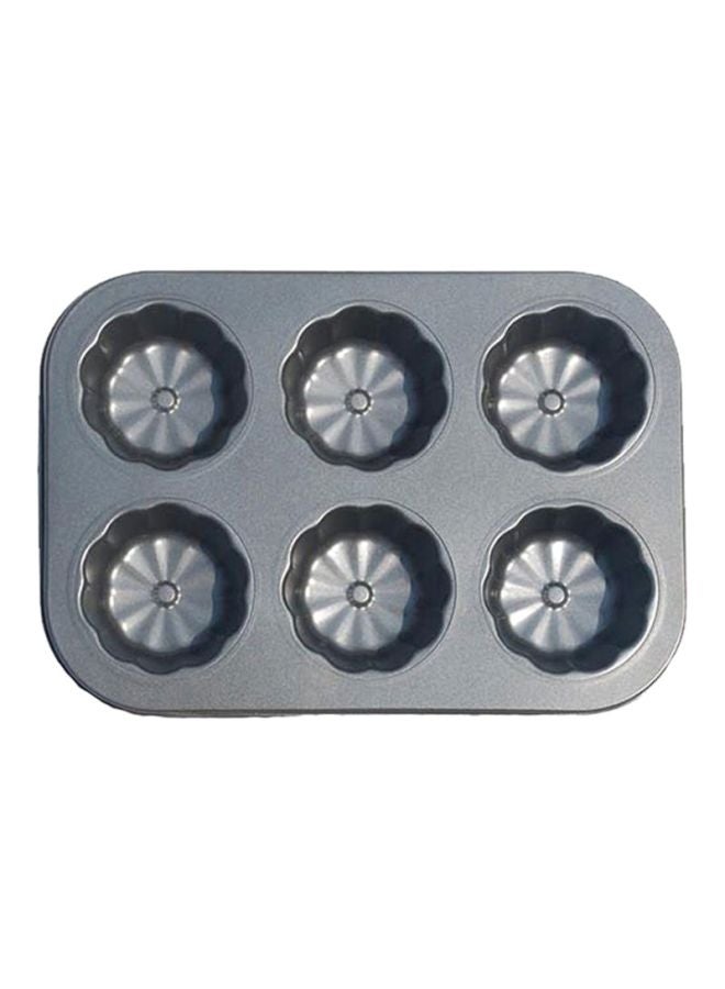 Sharpdo Non Stick 6-Hole Flower Shape Cake Mould Black 26.5x18.7cm - Image 1